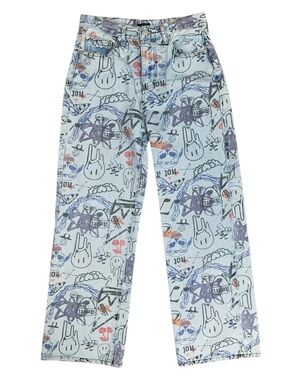 Awesome Y2K High Rise Graffiti Print Jeans